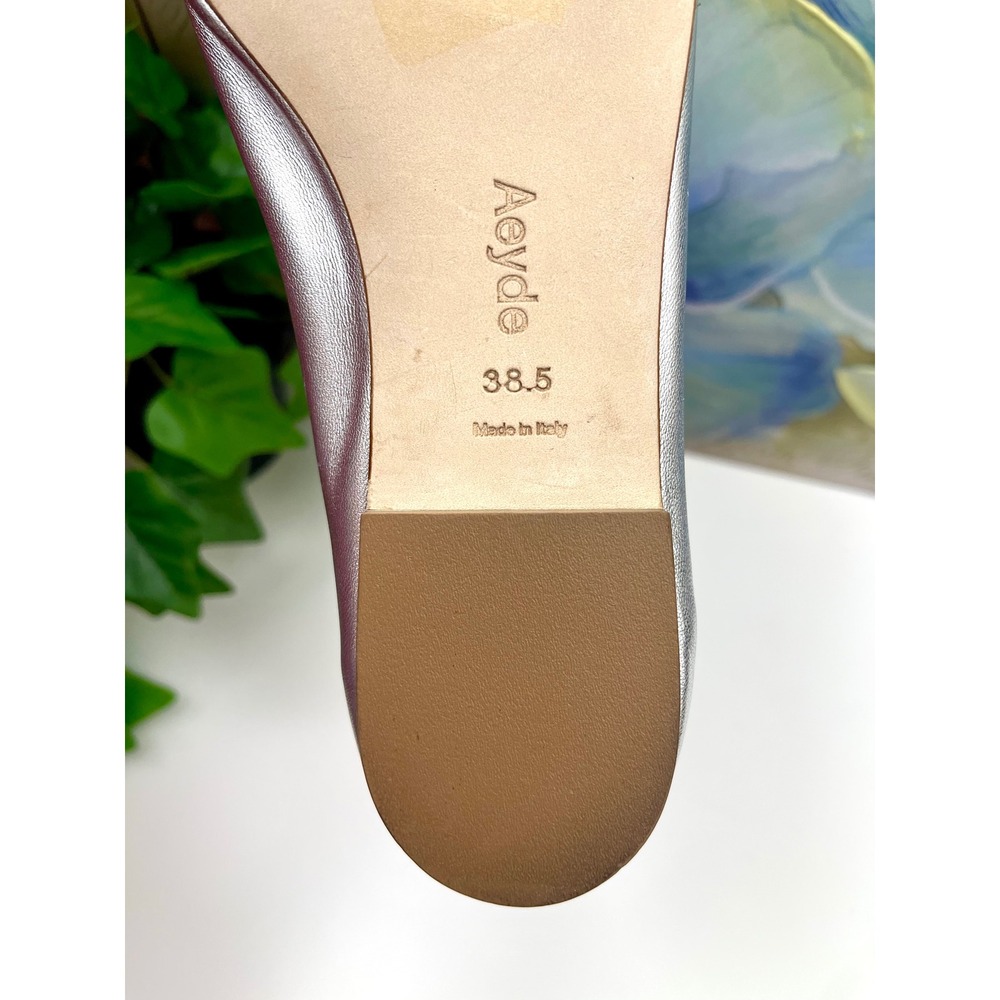 New AEYDE Cleo Pointed Toe Mary Jane Flat in Silver, Size EU 38.5/ US 8.5 - Picture 11 of 11